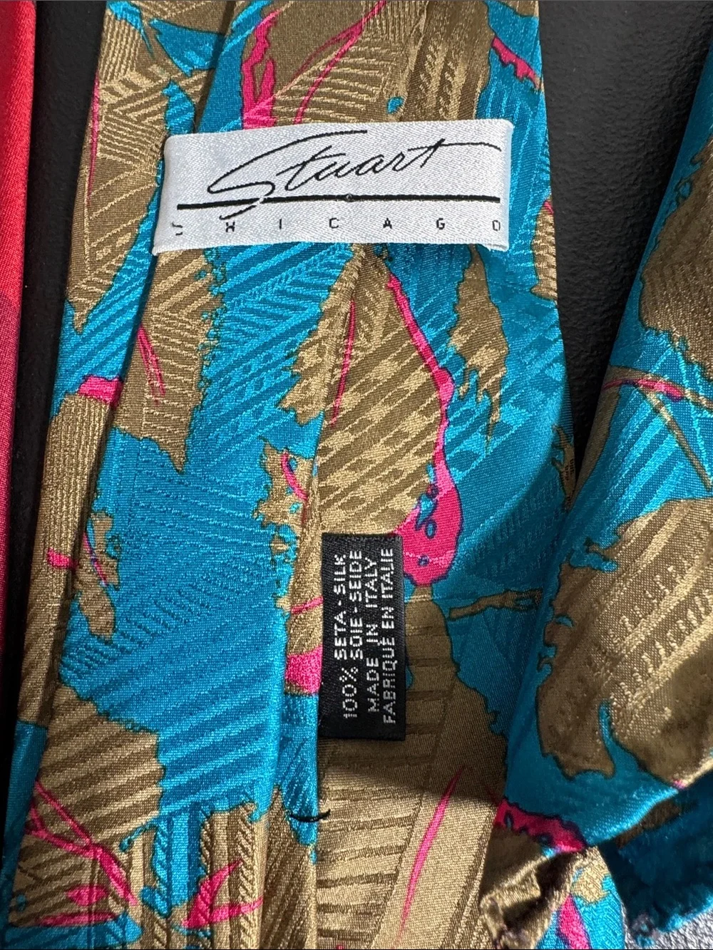 Mens red blue vintage silk pocket square lot bundle 2 neck ties